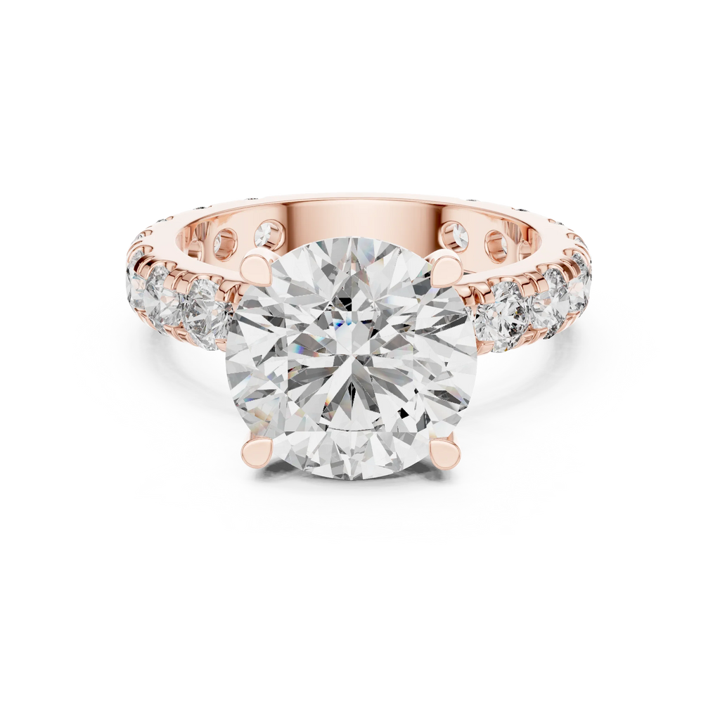14K Gold Round Lab Diamond Shared Prong Wedding Ring
