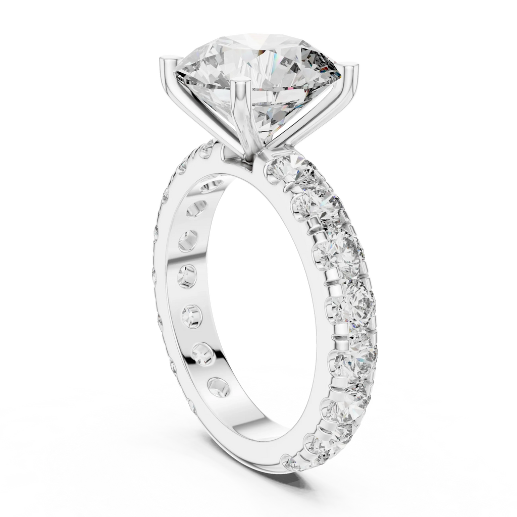 14K Gold Round Lab Diamond Shared Prong Wedding Ring