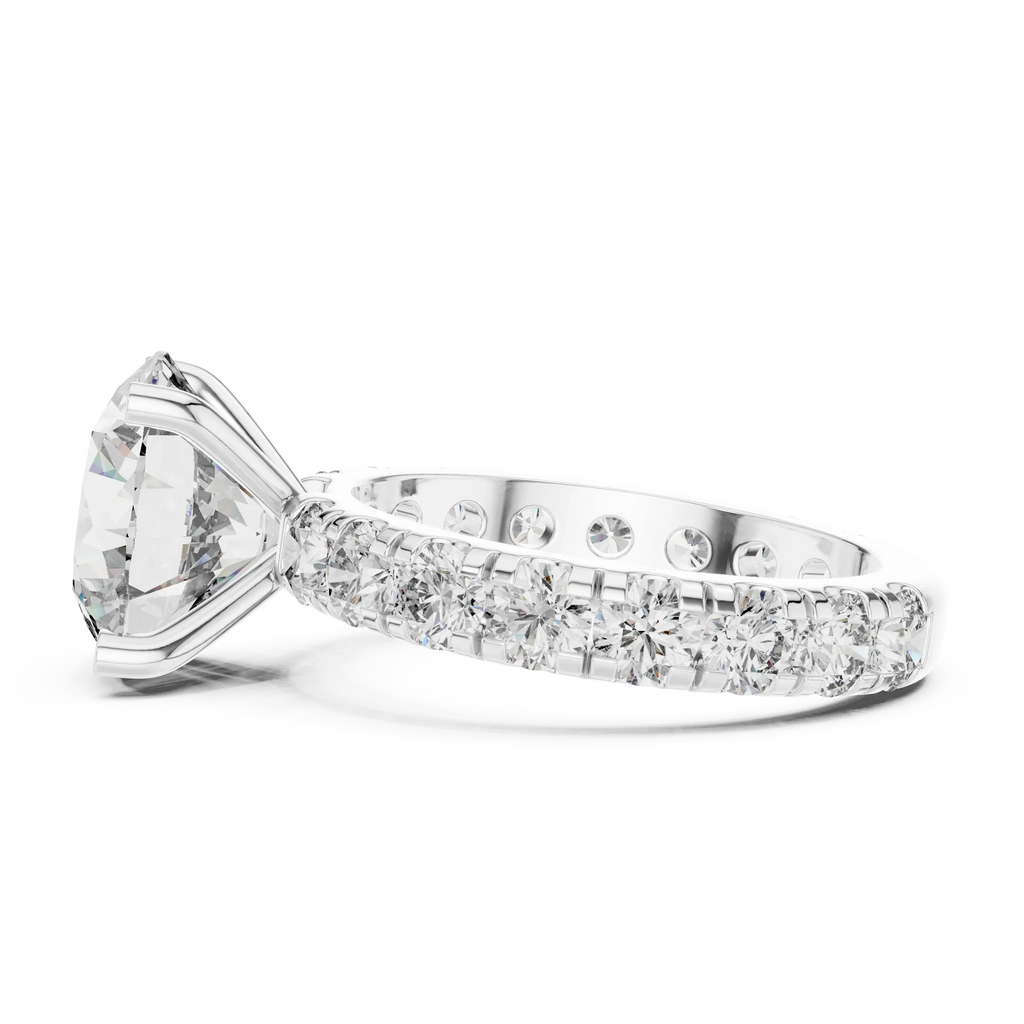 14K Gold Round Lab Diamond Shared Prong Wedding Ring