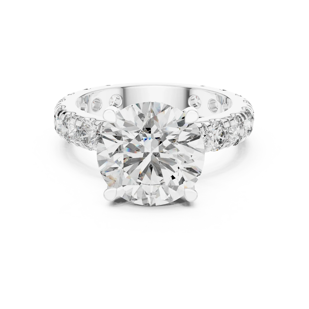 14K Gold Round Lab Diamond Shared Prong Wedding Ring