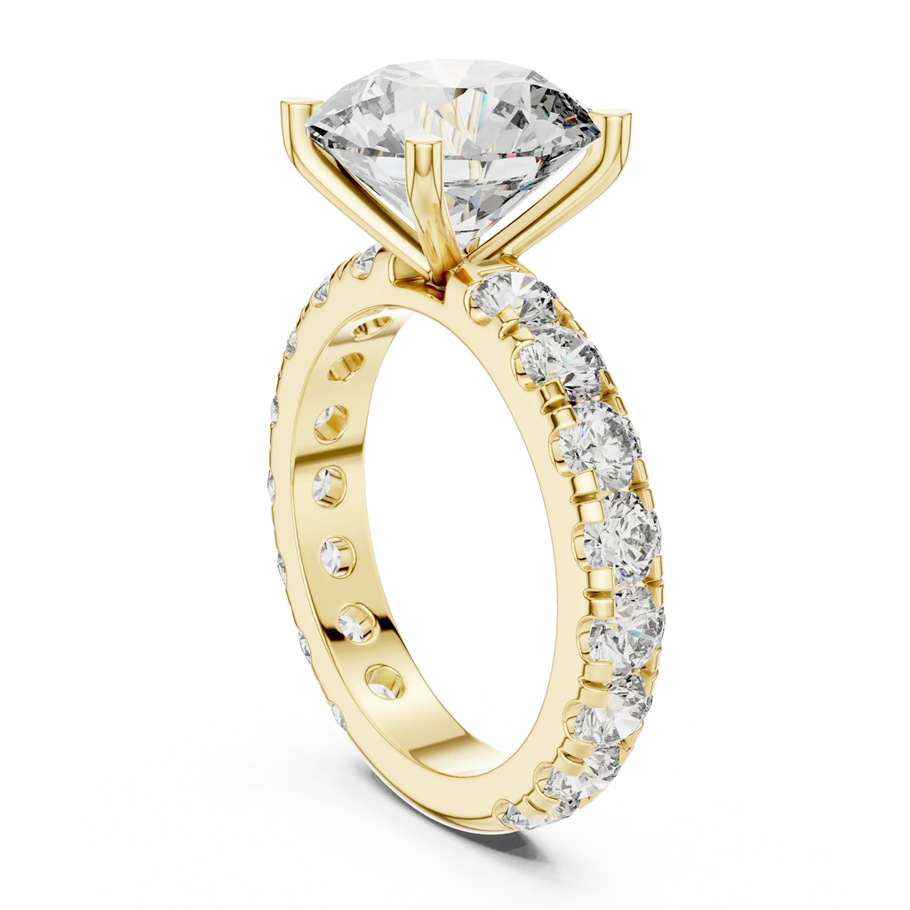 14K Gold Round Lab Diamond Shared Prong Wedding Ring