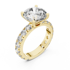 14K Gold Round Lab Diamond Shared Prong Wedding Ring