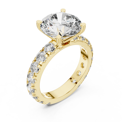 14K Gold Round Lab Diamond Shared Prong Wedding Ring
