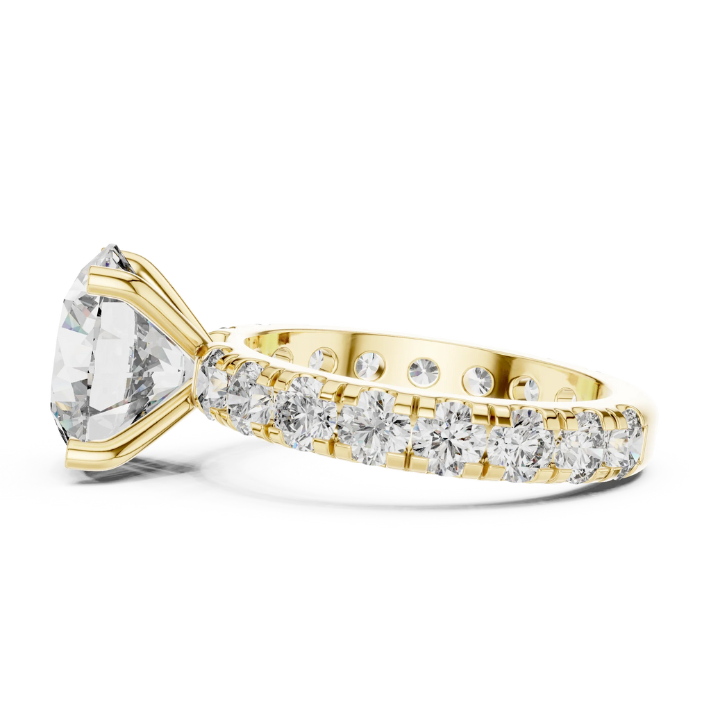 14K Gold Round Lab Diamond Shared Prong Wedding Ring