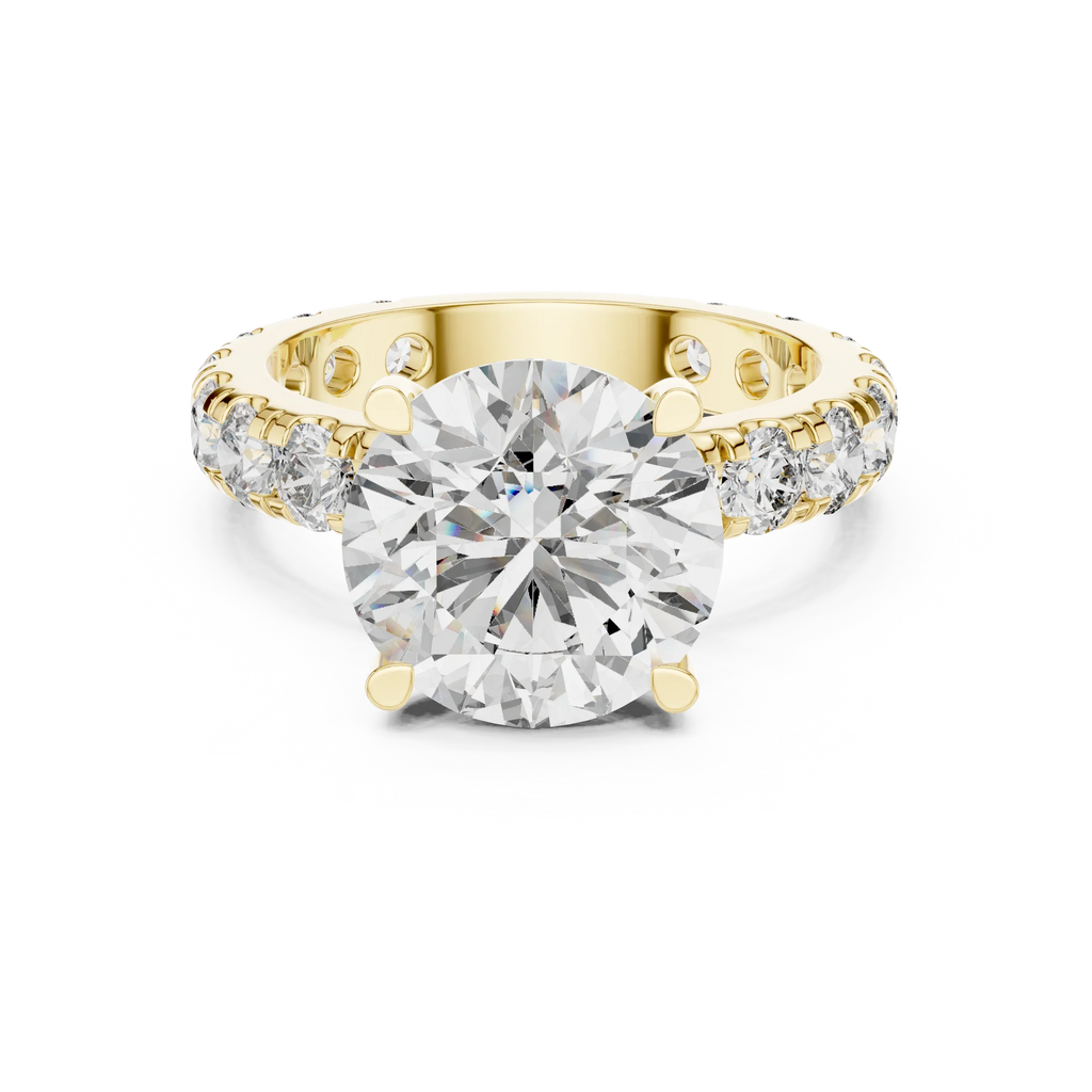 14K Gold Round Lab Diamond Shared Prong Wedding Ring