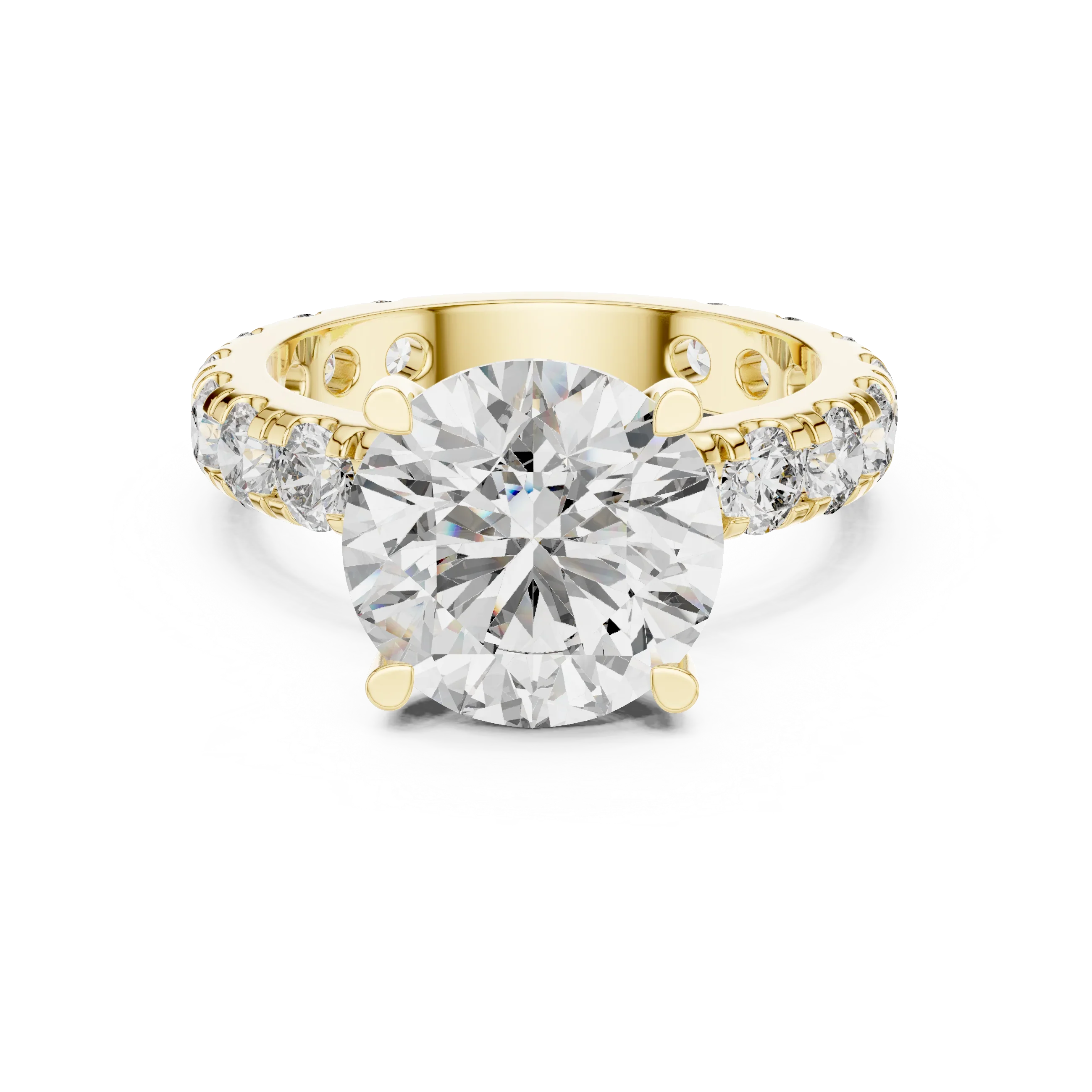 14K Gold Round Lab Diamond Shared Prong Wedding Ring