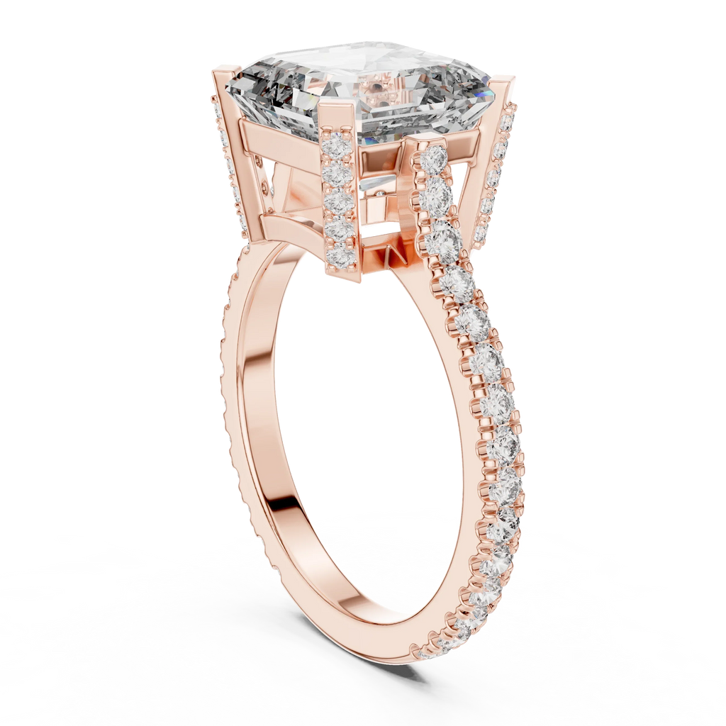  Hidden Halo D Color Princess Moissanite Engagement Ring