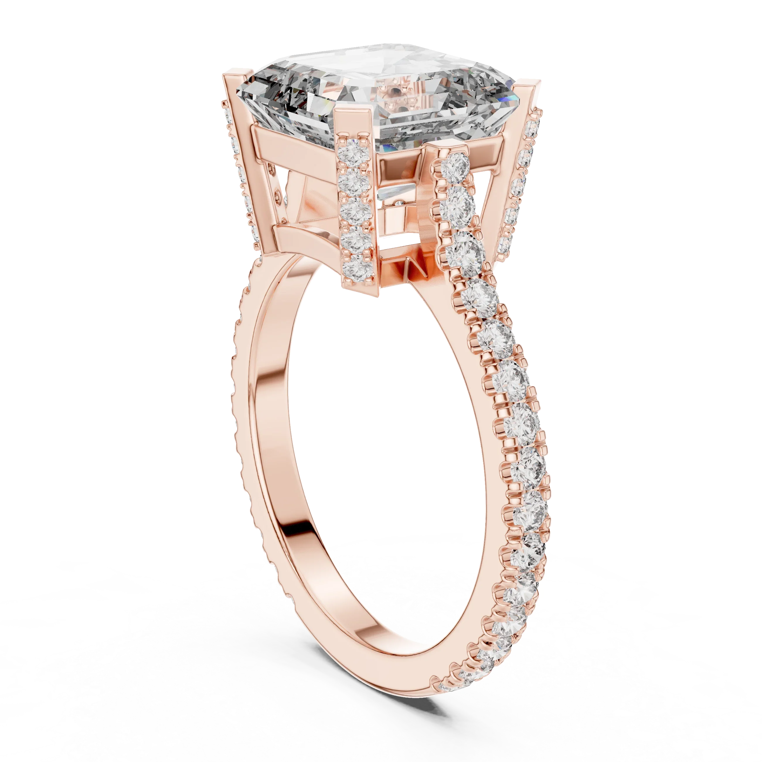  Hidden Halo D Color Princess Moissanite Engagement Ring