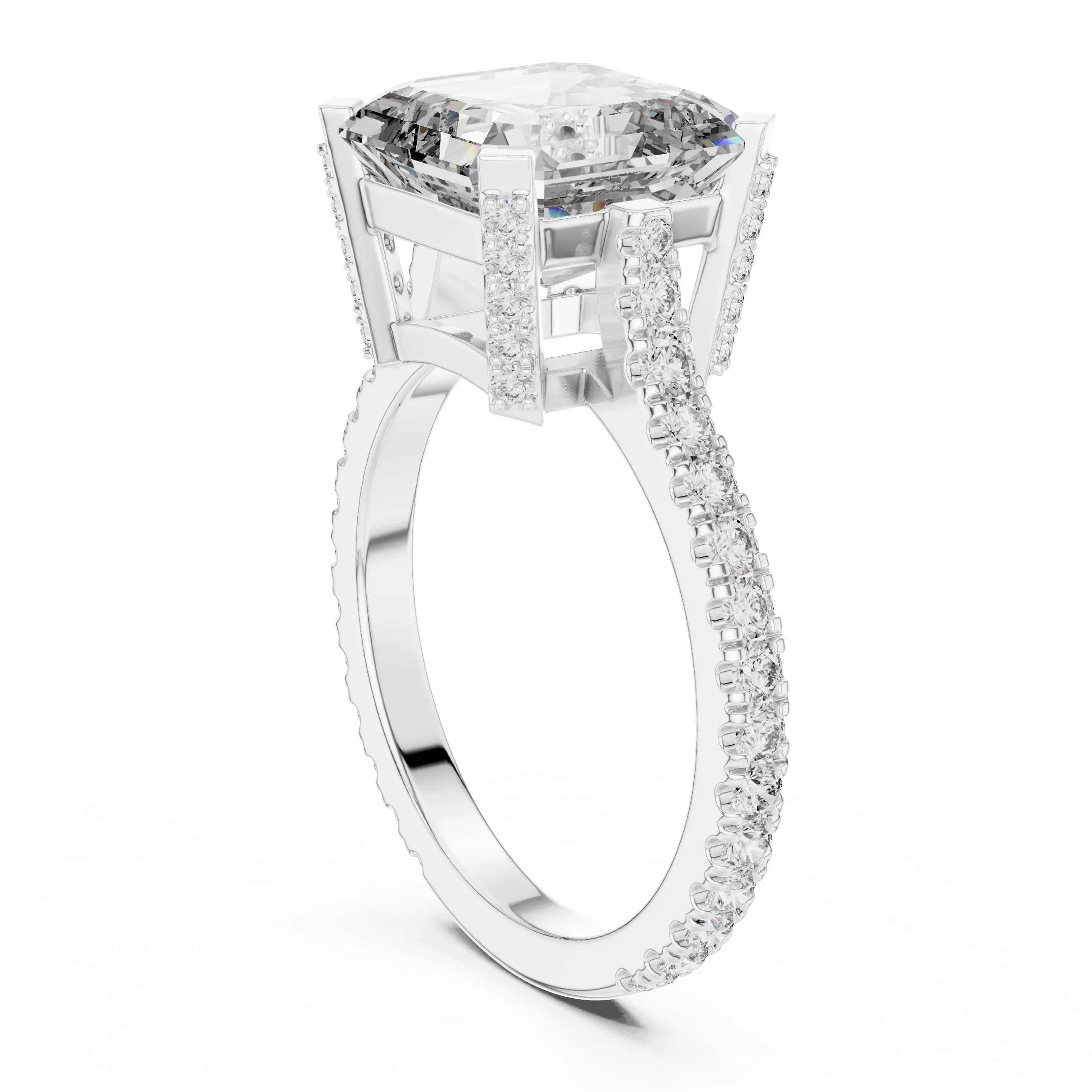  Hidden Halo D Color Princess Moissanite Engagement Ring