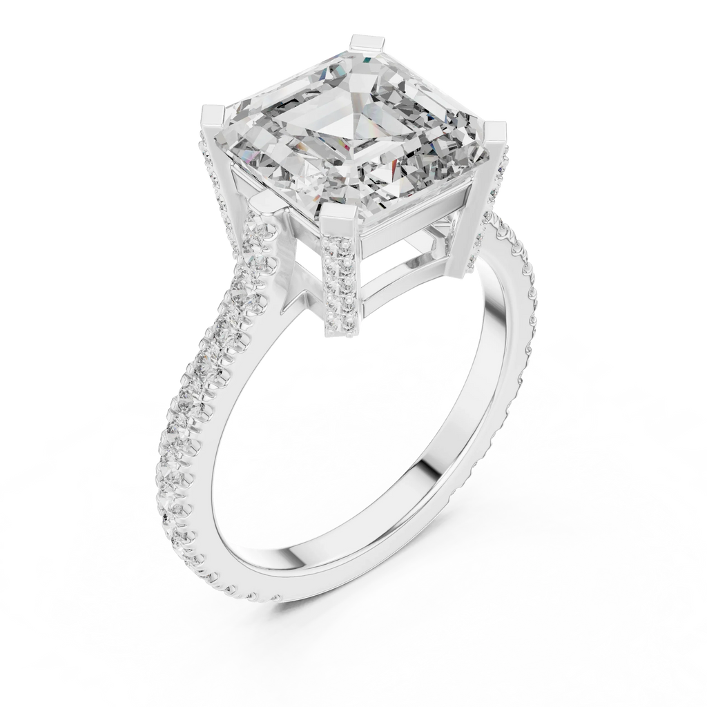  Hidden Halo D Color Princess Moissanite Engagement Ring