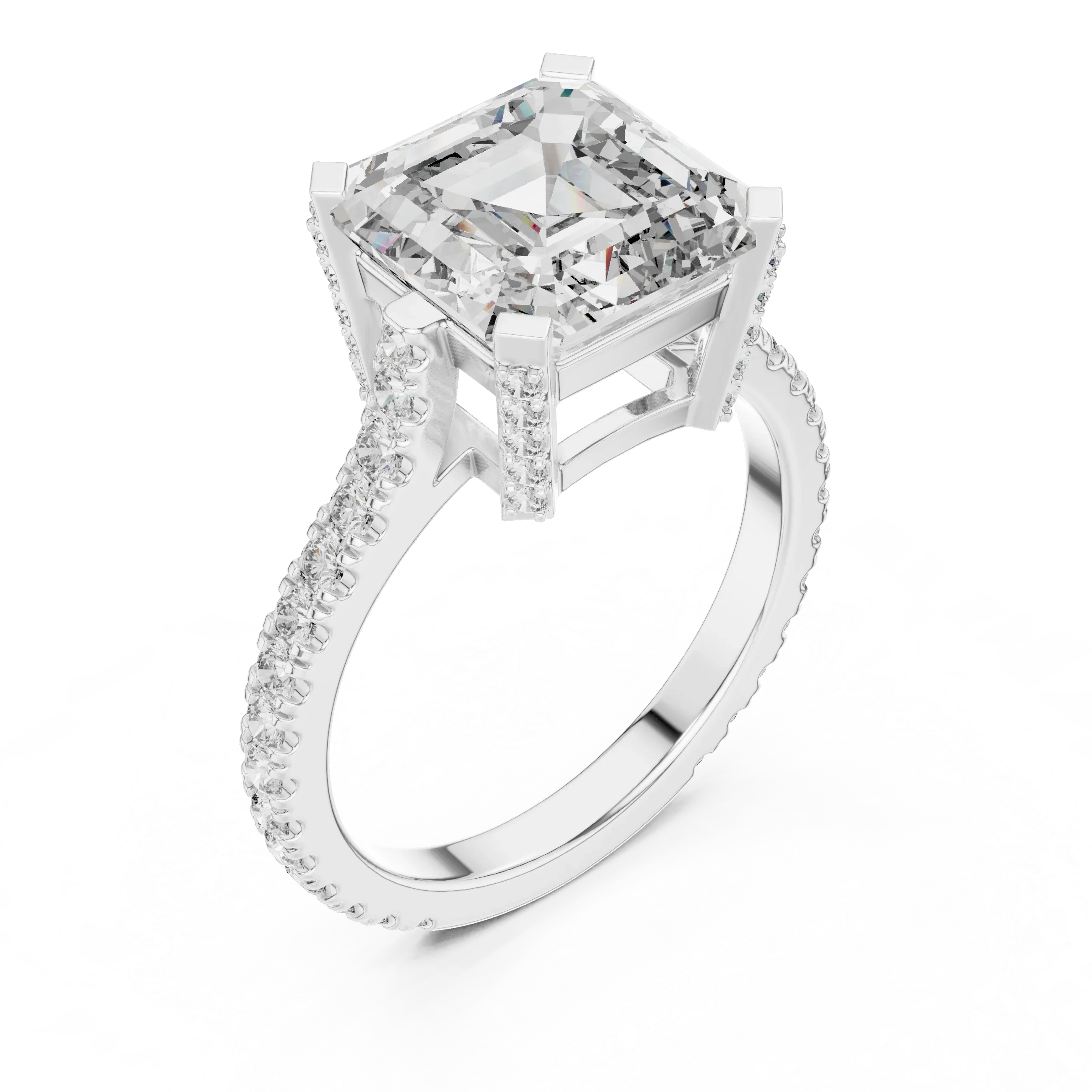 Hidden Halo D Color Princess Moissanite Engagement Ring
