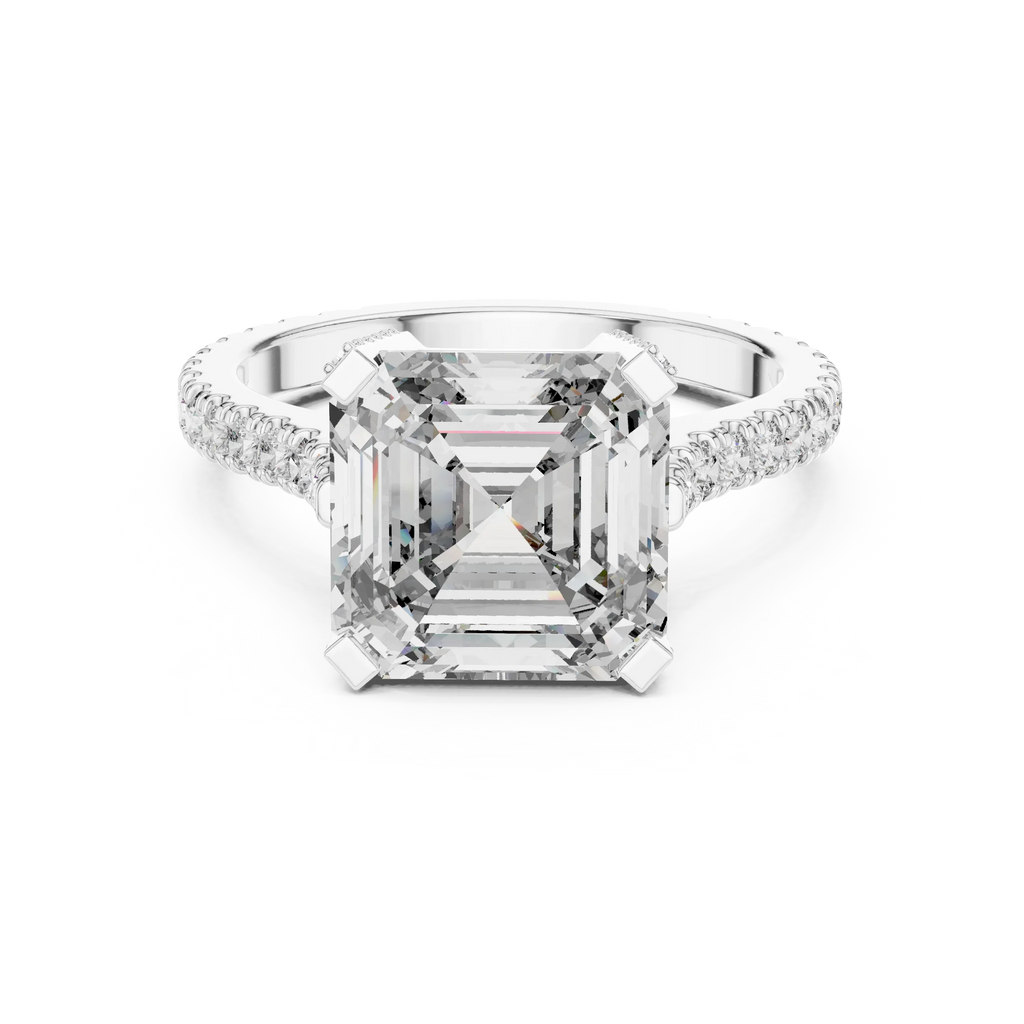  Hidden Halo D Color Princess Moissanite Engagement Ring