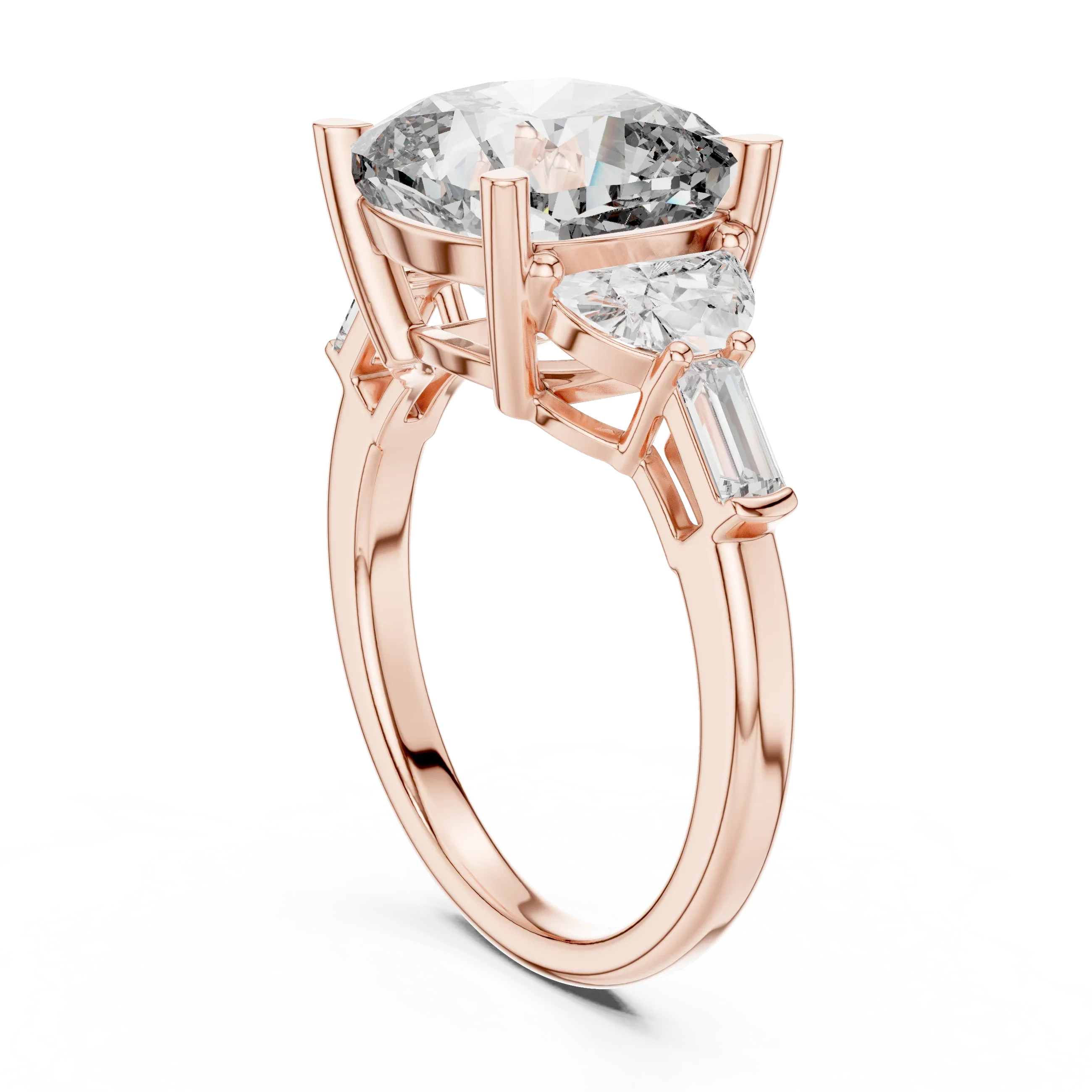 14K Gold Five-Stone Cushion Lab Diamond Ring 7.05 CT