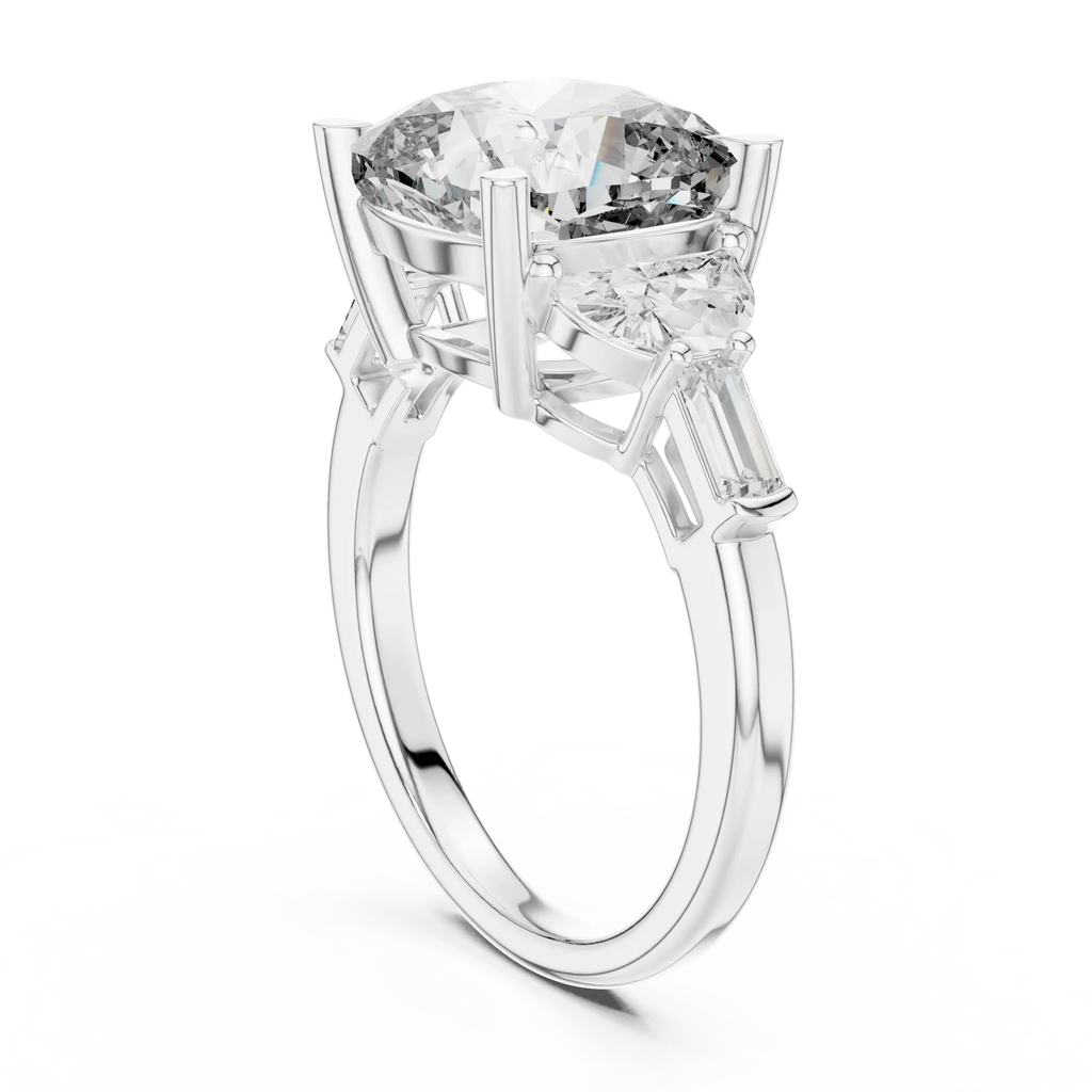 14K Gold Five-Stone Cushion Lab Diamond Ring 7.05 CT