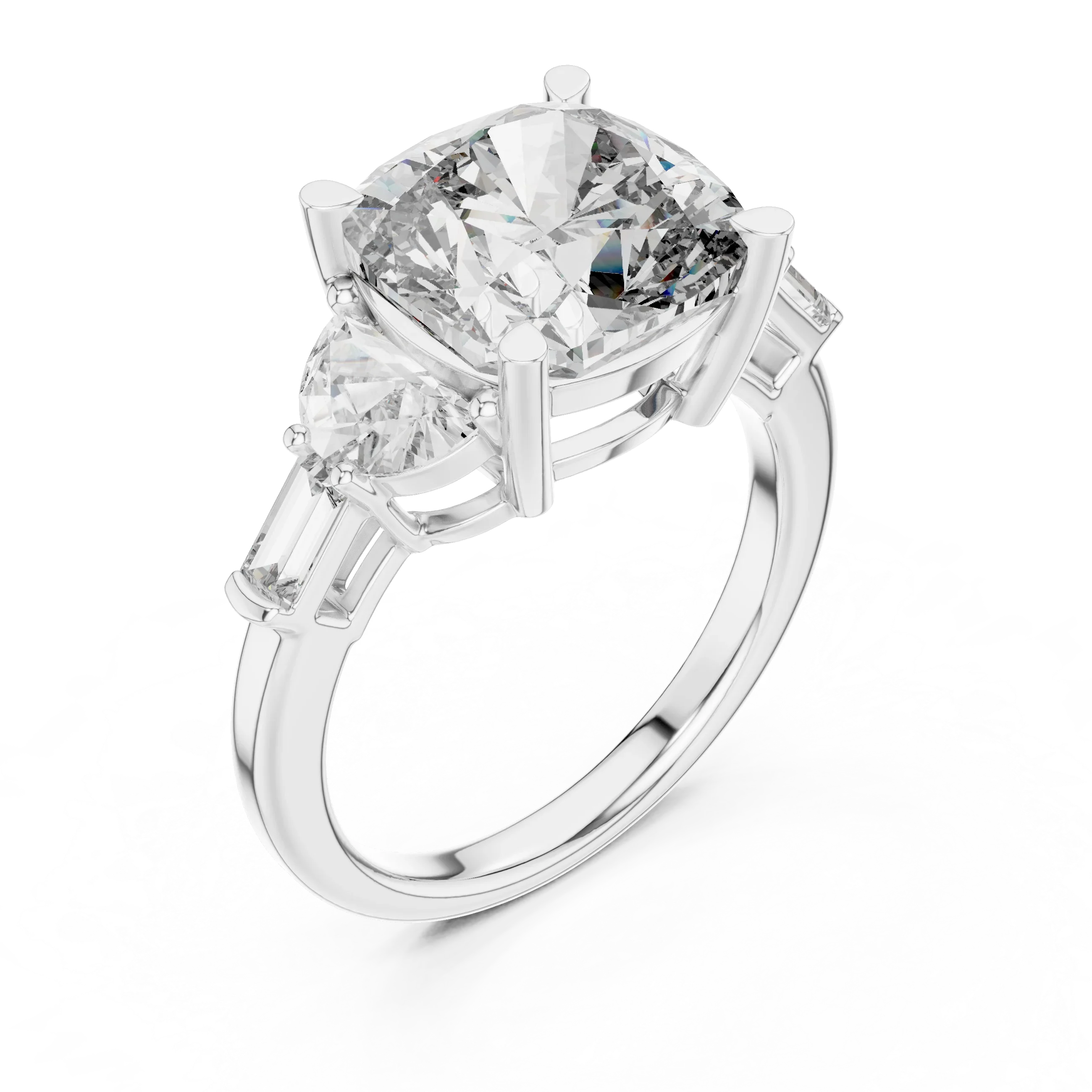 14K Gold Five-Stone Cushion Lab Diamond Ring 7.05 CT