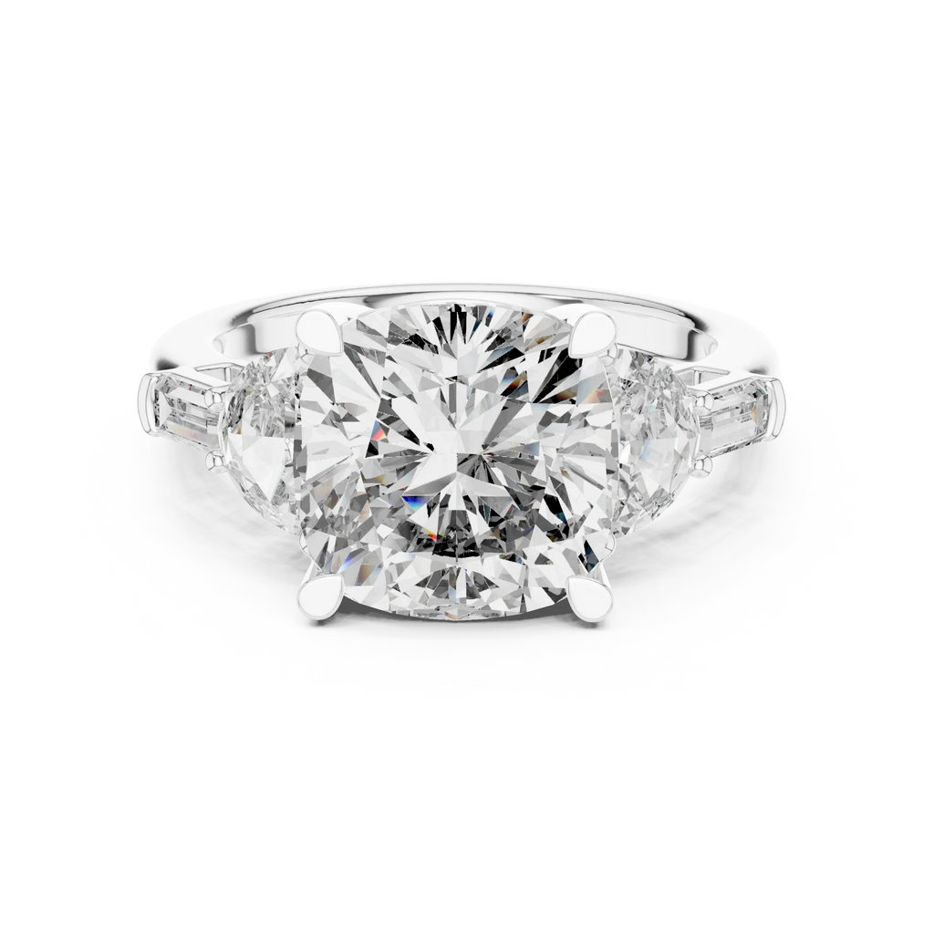 14K Gold Five-Stone Cushion Lab Diamond Ring 7.05 CT