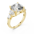 14K Gold Five-Stone Cushion Lab Diamond Ring 7.05 CT