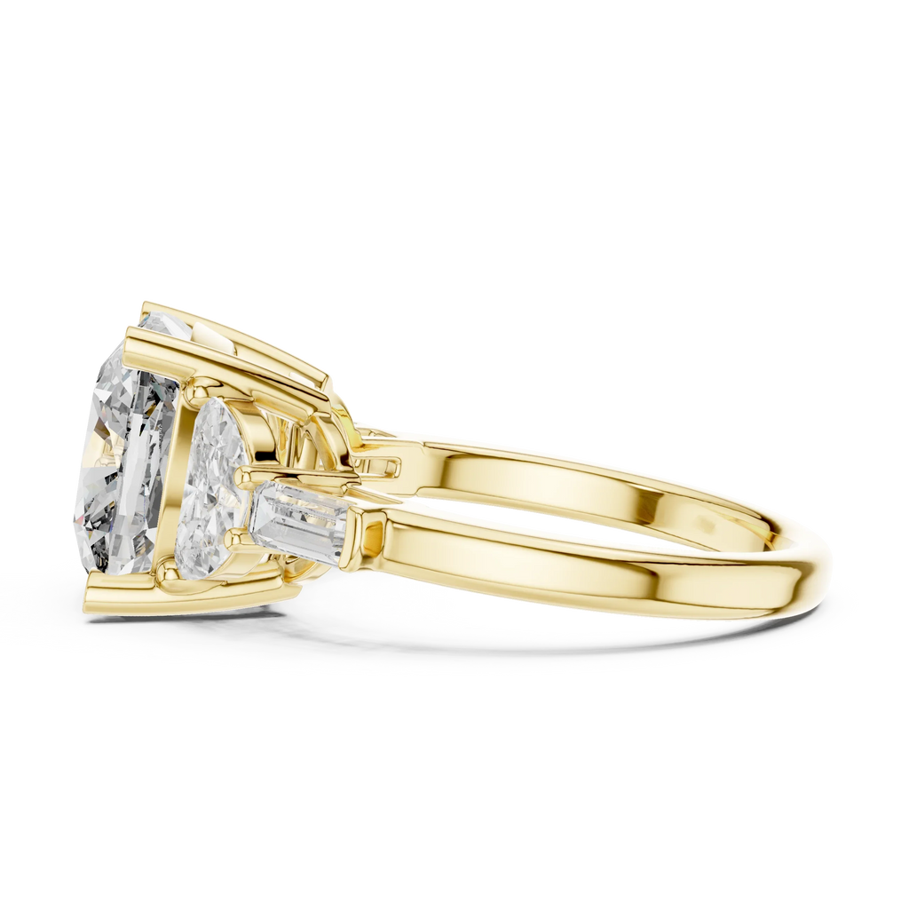 14K Gold Five-Stone Cushion Lab Diamond Ring 7.05 CT