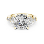 14K Gold Five-Stone Cushion Lab Diamond Ring 7.05 CT