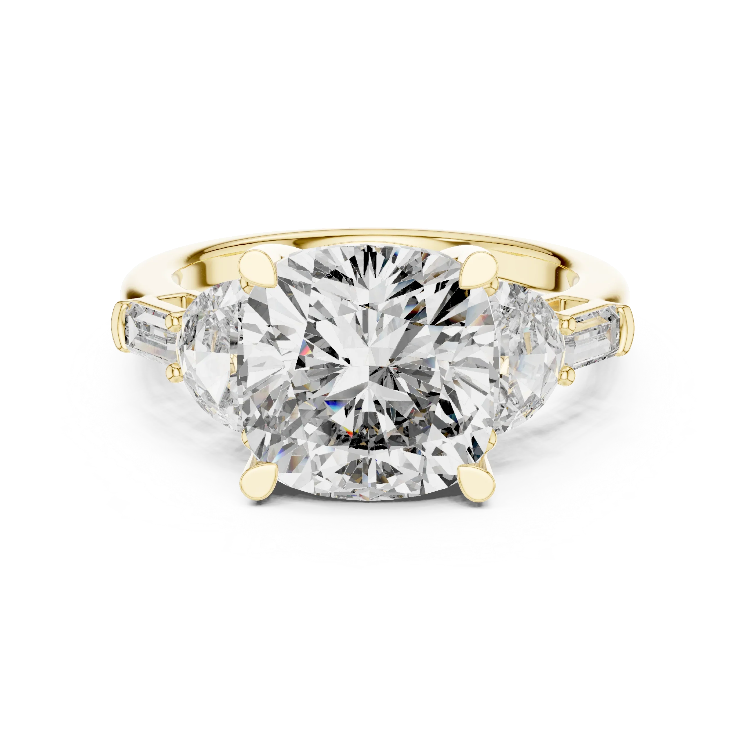 14K Gold Five-Stone Cushion Lab Diamond Ring 7.05 CT