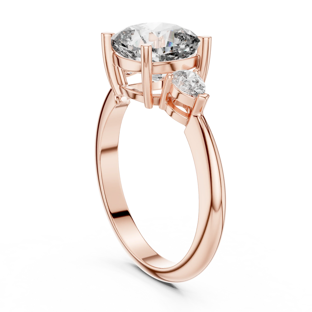 10K Gold Three-Stone Cushion VVS Moissanite Diamond Ring