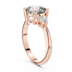 10K Gold Three-Stone Cushion VVS Moissanite Diamond Ring