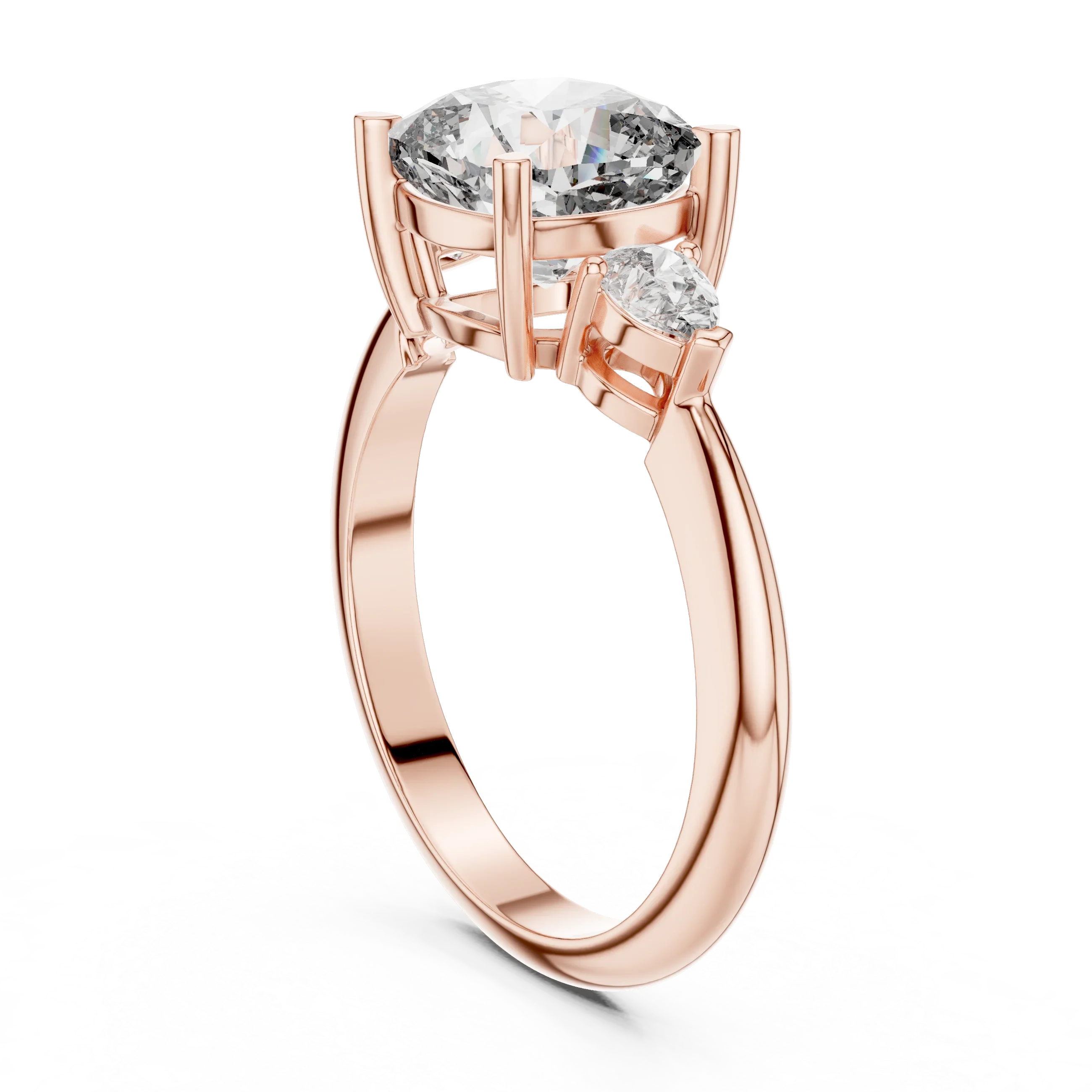 10K Gold Three-Stone Cushion VVS Moissanite Diamond Ring