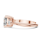 10K Gold Three-Stone Cushion VVS Moissanite Diamond Ring