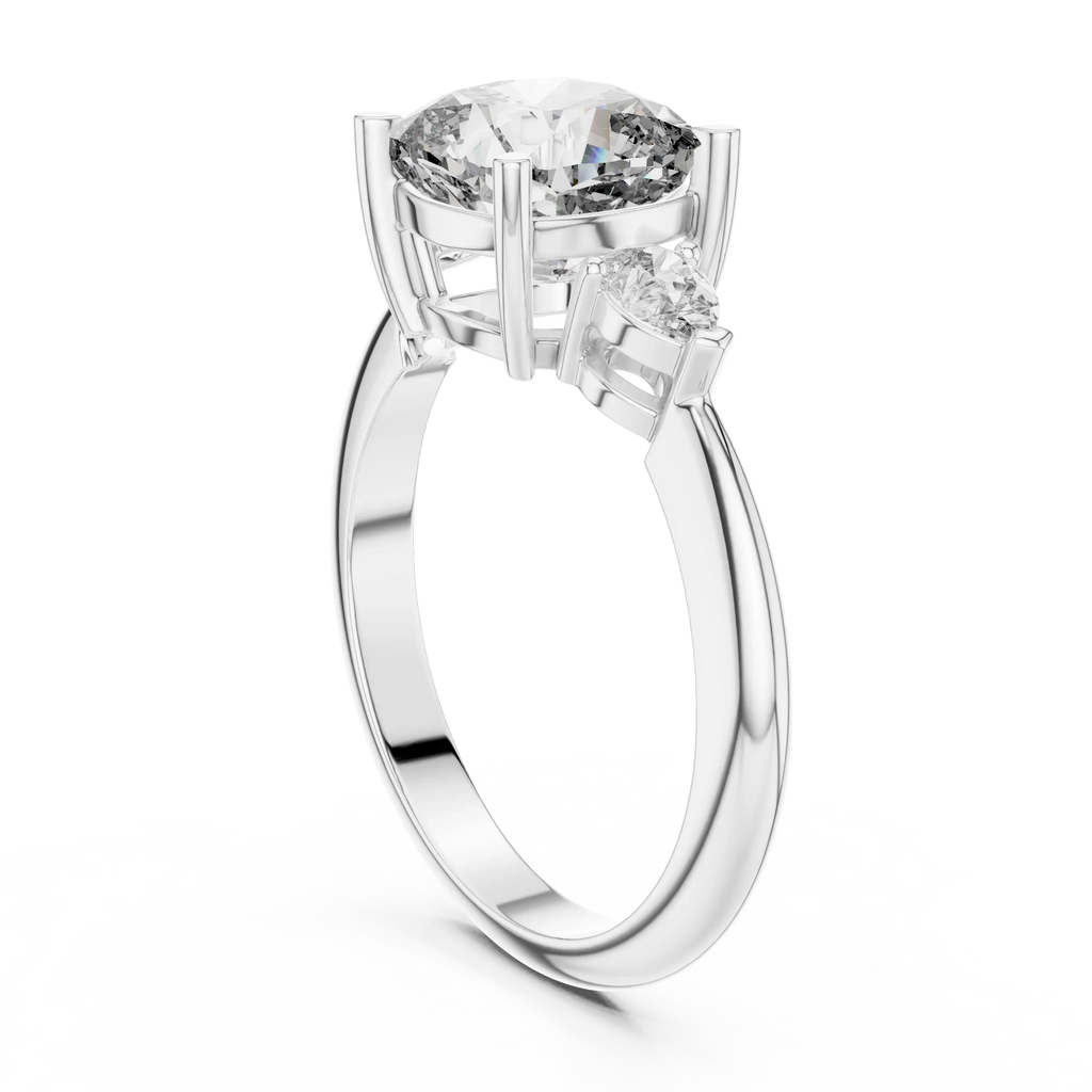 10K Gold Three-Stone Cushion VVS Moissanite Diamond Ring
