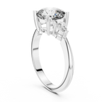10K Gold Three-Stone Cushion VVS Moissanite Diamond Ring