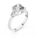 10K Gold Three-Stone Cushion VVS Moissanite Diamond Ring