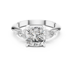 10K Gold Three-Stone Cushion VVS Moissanite Diamond Ring
