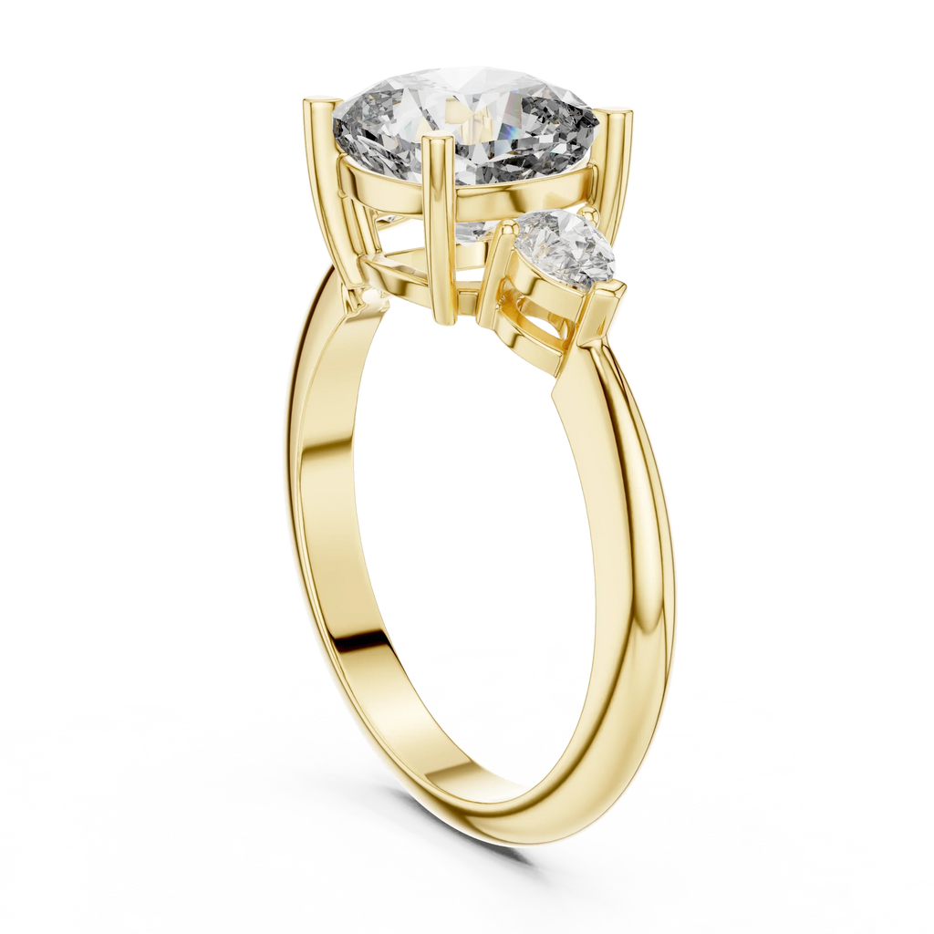 10K Gold Three-Stone Cushion VVS Moissanite Diamond Ring