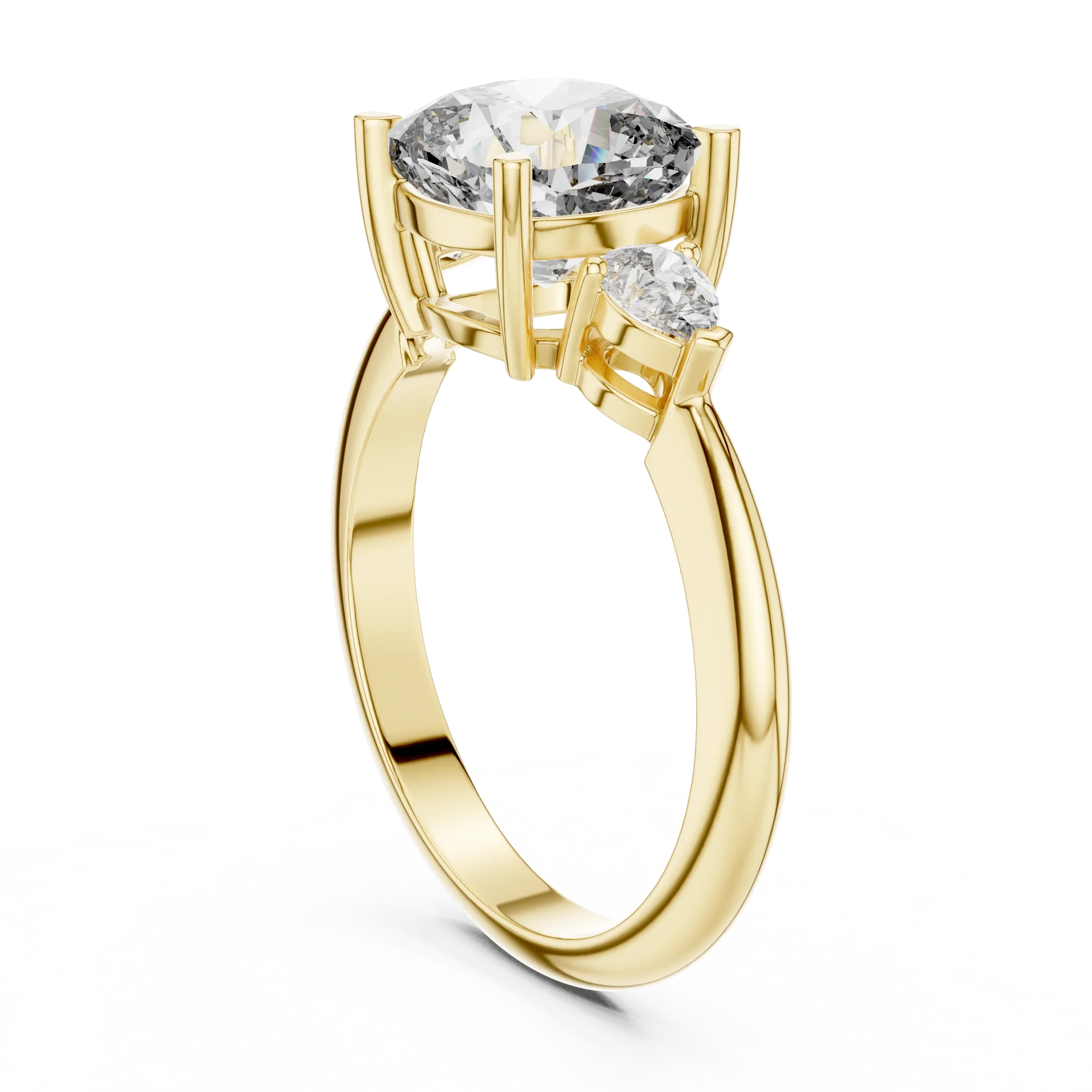 10K Gold Three-Stone Cushion VVS Moissanite Diamond Ring