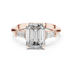 3.04 CT Emerald Lab Grown D Color VVS1 Diamond Three-Stone Ring