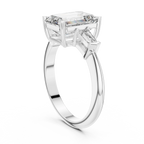 3.04 CT Emerald Lab Grown D Color VVS1 Diamond Three-Stone Ring