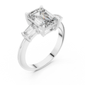 3.04 CT Emerald Lab Grown D Color VVS1 Diamond Three-Stone Ring