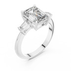 3.04 CT Emerald Lab Grown D Color VVS1 Diamond Three-Stone Ring