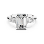 3.04 CT Emerald Lab Grown D Color VVS1 Diamond Three-Stone Ring