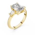 3.04 CT Emerald Lab Grown D Color VVS1 Diamond Three-Stone Ring