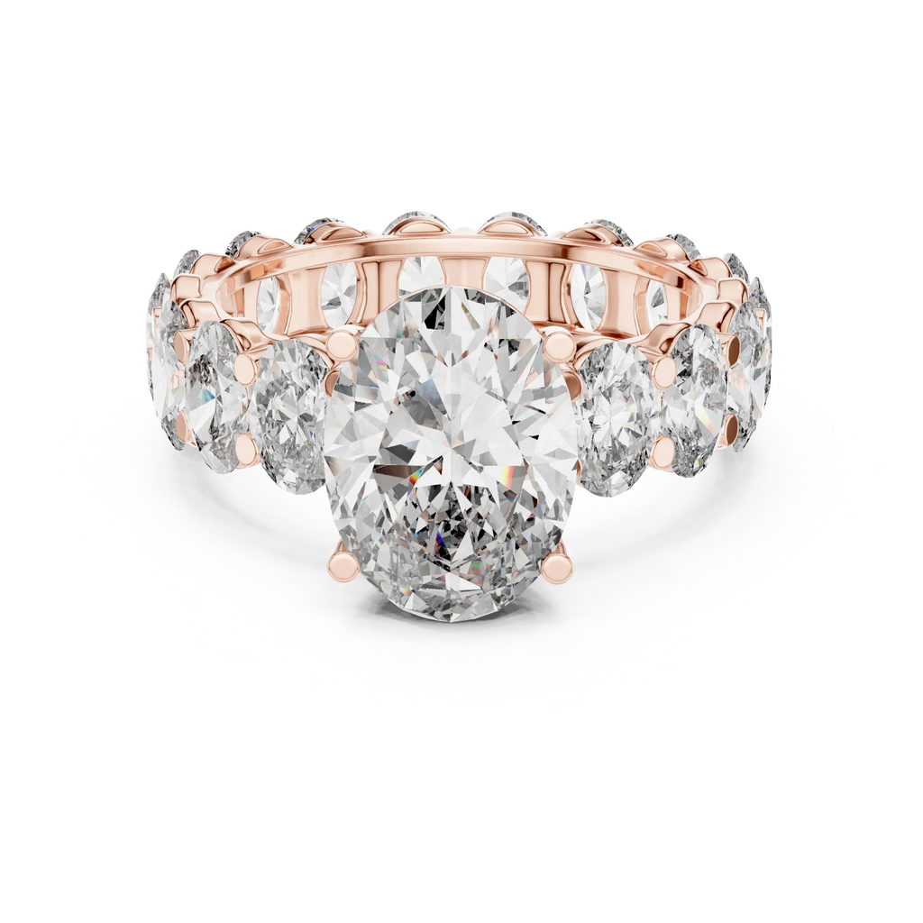 Oval Lab Diamoned Shared Prong 10K White Gold Engagement Ring