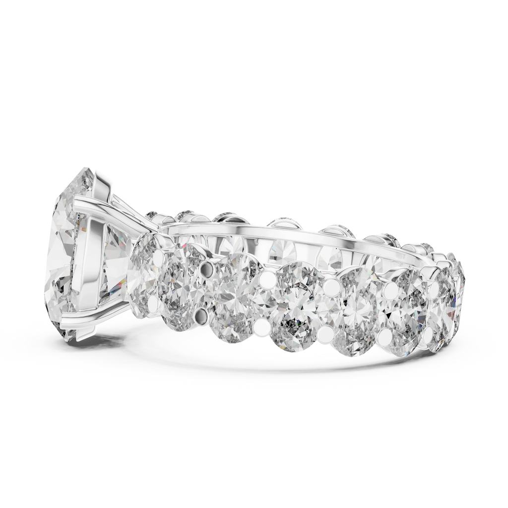 Oval Lab Diamoned Shared Prong 10K White Gold Engagement Ring
