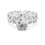 Oval Lab Diamoned Shared Prong 10K White Gold Engagement Ring
