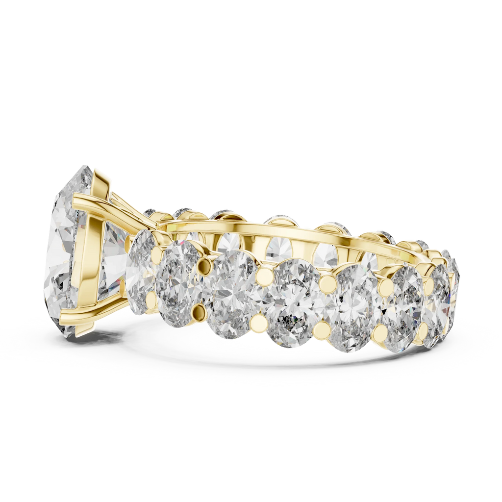 Oval Lab Diamoned Shared Prong 10K White Gold Engagement Ring