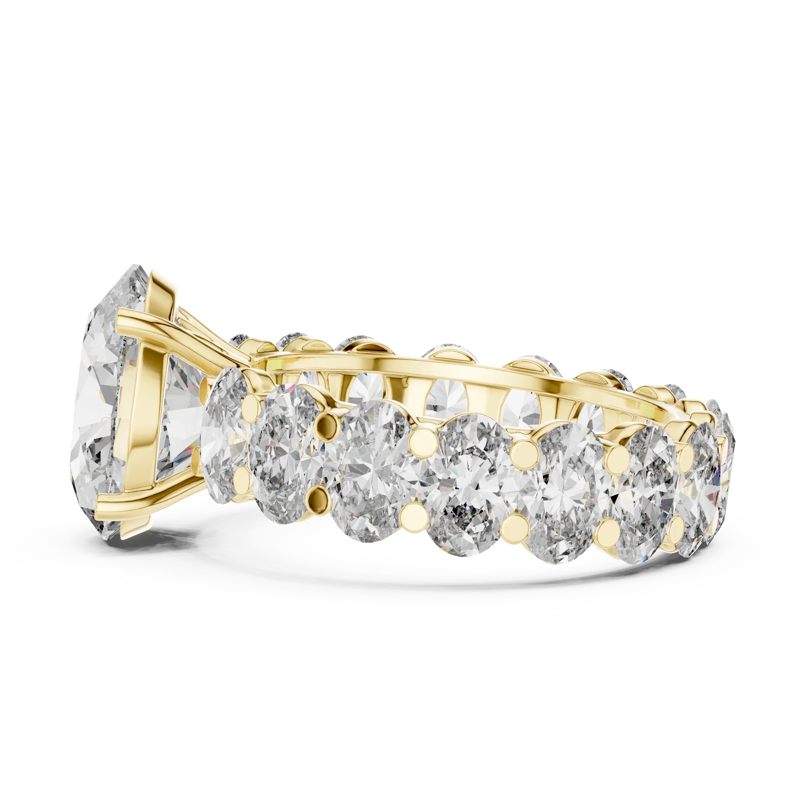 Oval Lab Diamoned Shared Prong 10K White Gold Engagement Ring