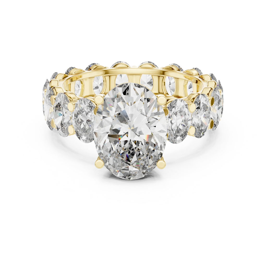Oval Lab Diamoned Shared Prong 10K White Gold Engagement Ring