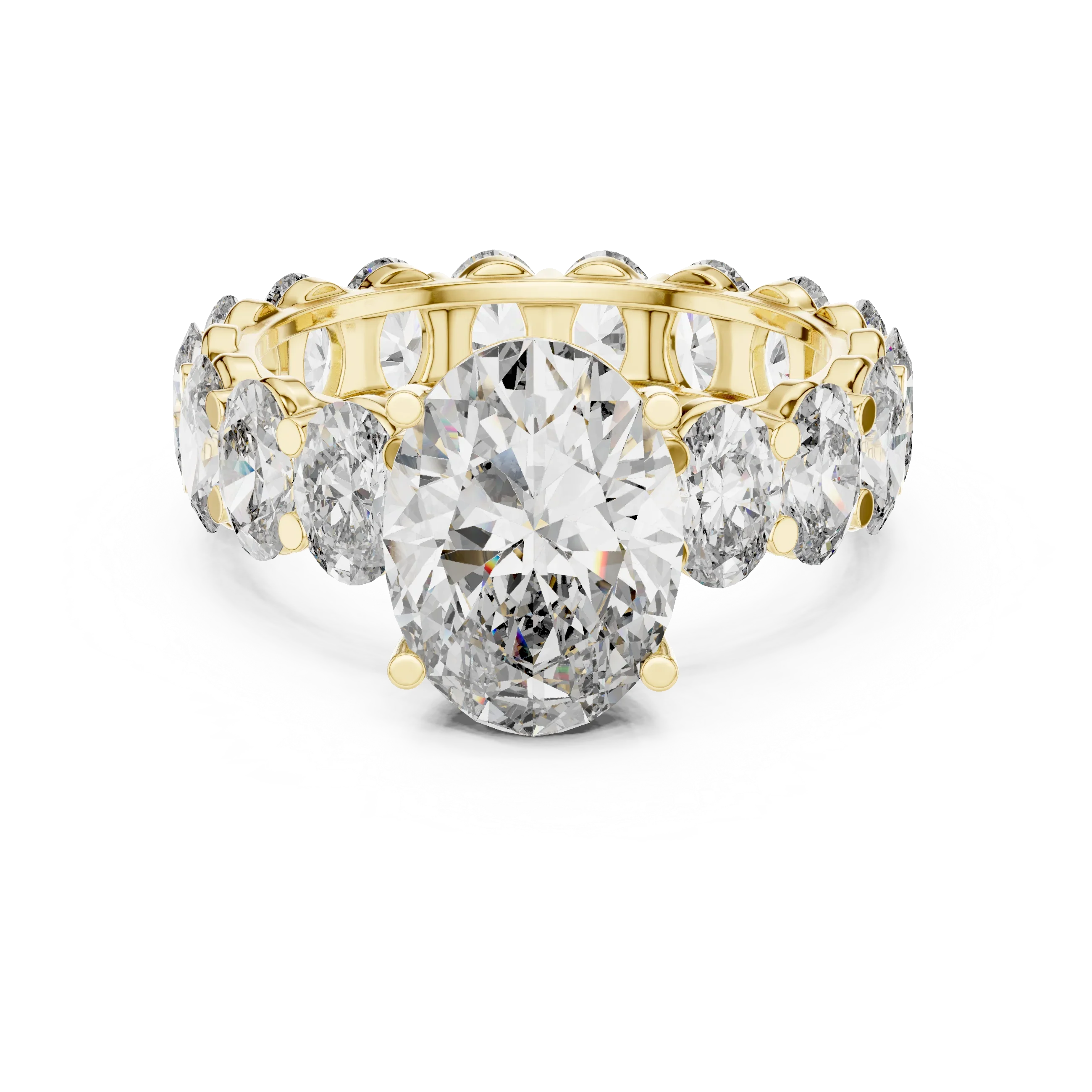 Oval Lab Diamoned Shared Prong 10K White Gold Engagement Ring