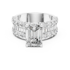 Wide Band Emerald Lab Grown Engagement Ring 4.47 CT