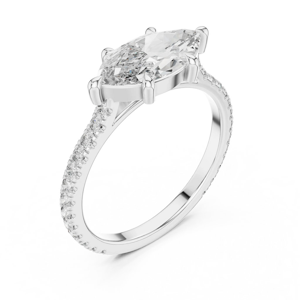 1.89 CT Marquise Moissanite Halo Diamond Ring D Color