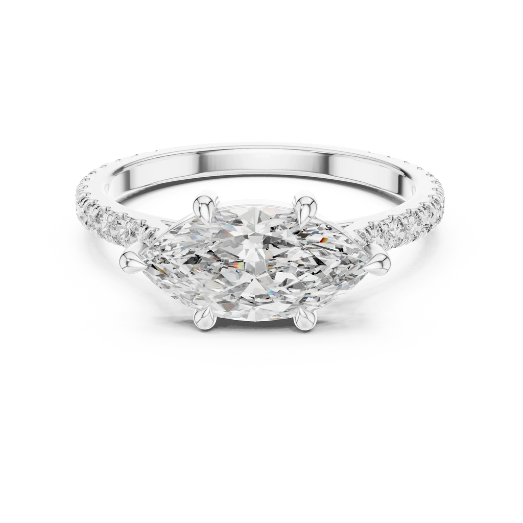1.89 CT Marquise Moissanite Halo Diamond Ring D Color